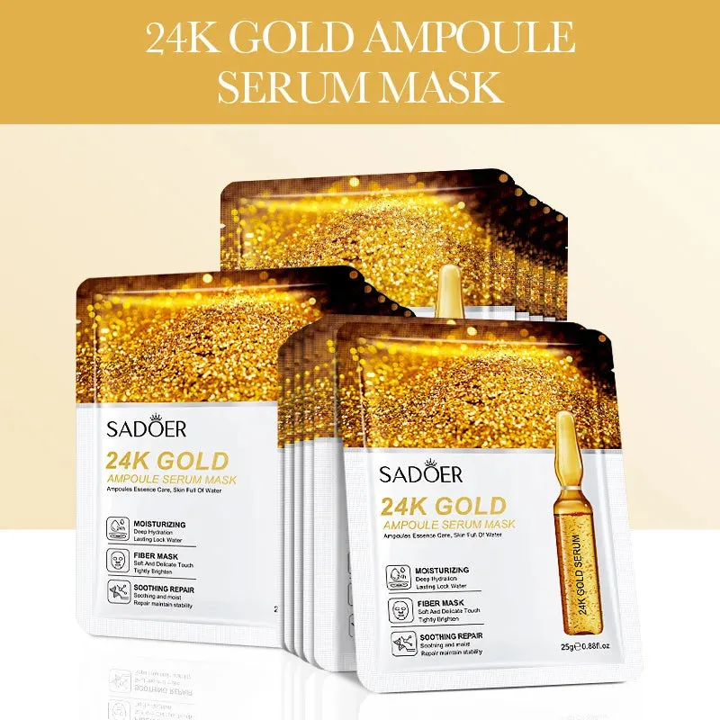 15 Piece 24K Gold Hyaluronic Acid Face Mask Firming Moisturizing Brightening