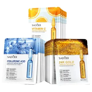 15pcs 24k Gold Hyaluronic Acid Firming Moisturizing Hydrating Brightening Facial Masks