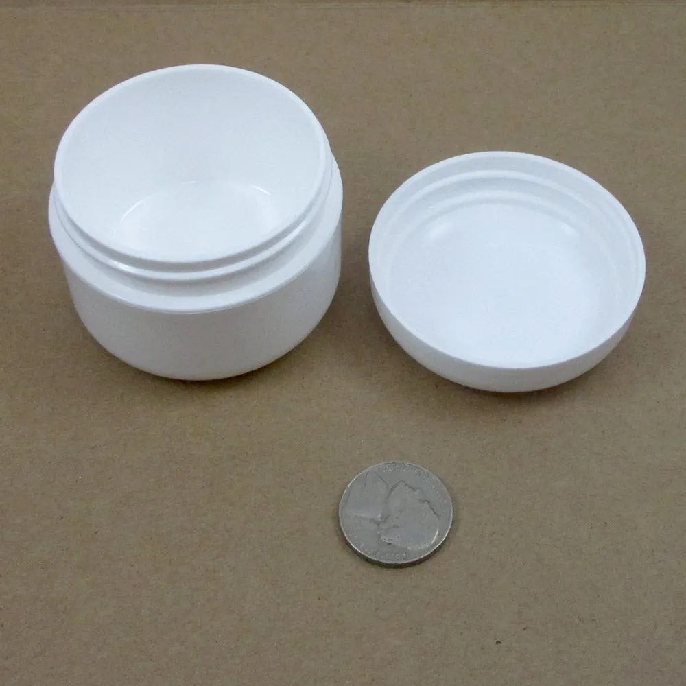 3 White 1.7 Oz Plastic Cosmetic Double Wall Cream Empty Dome Jars Container Cap