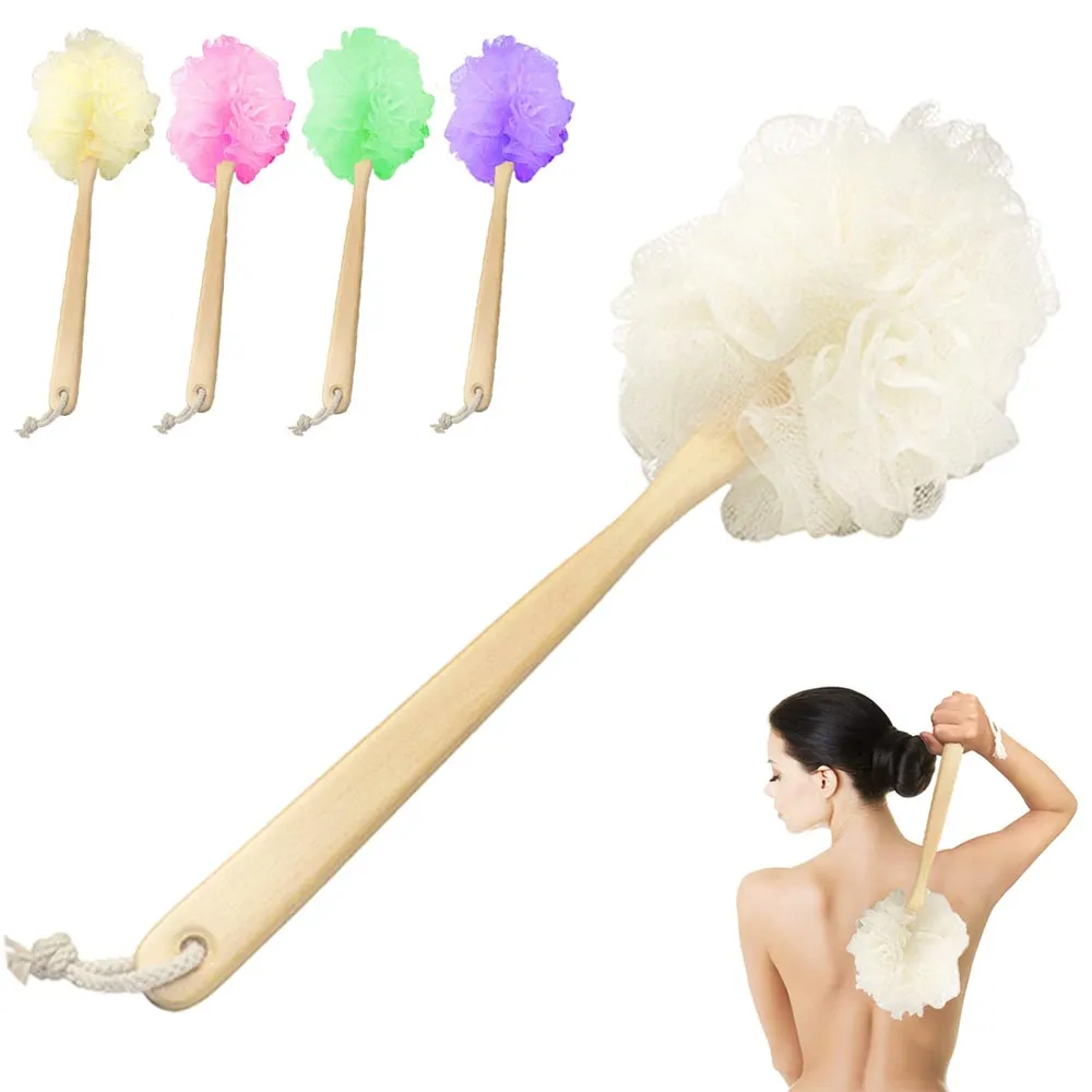 Bath Brush Shower Loofah Ergonomic Handle Cleanse Skin Hard-to-Reach Areas Deep