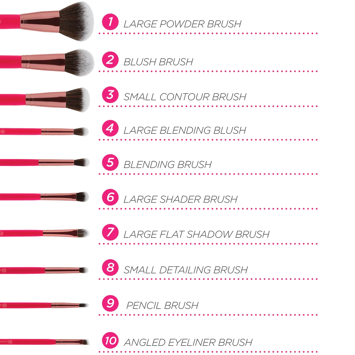 BH Cosmetics Bombshell Beauty 10 Pcs Brush Set BH0005