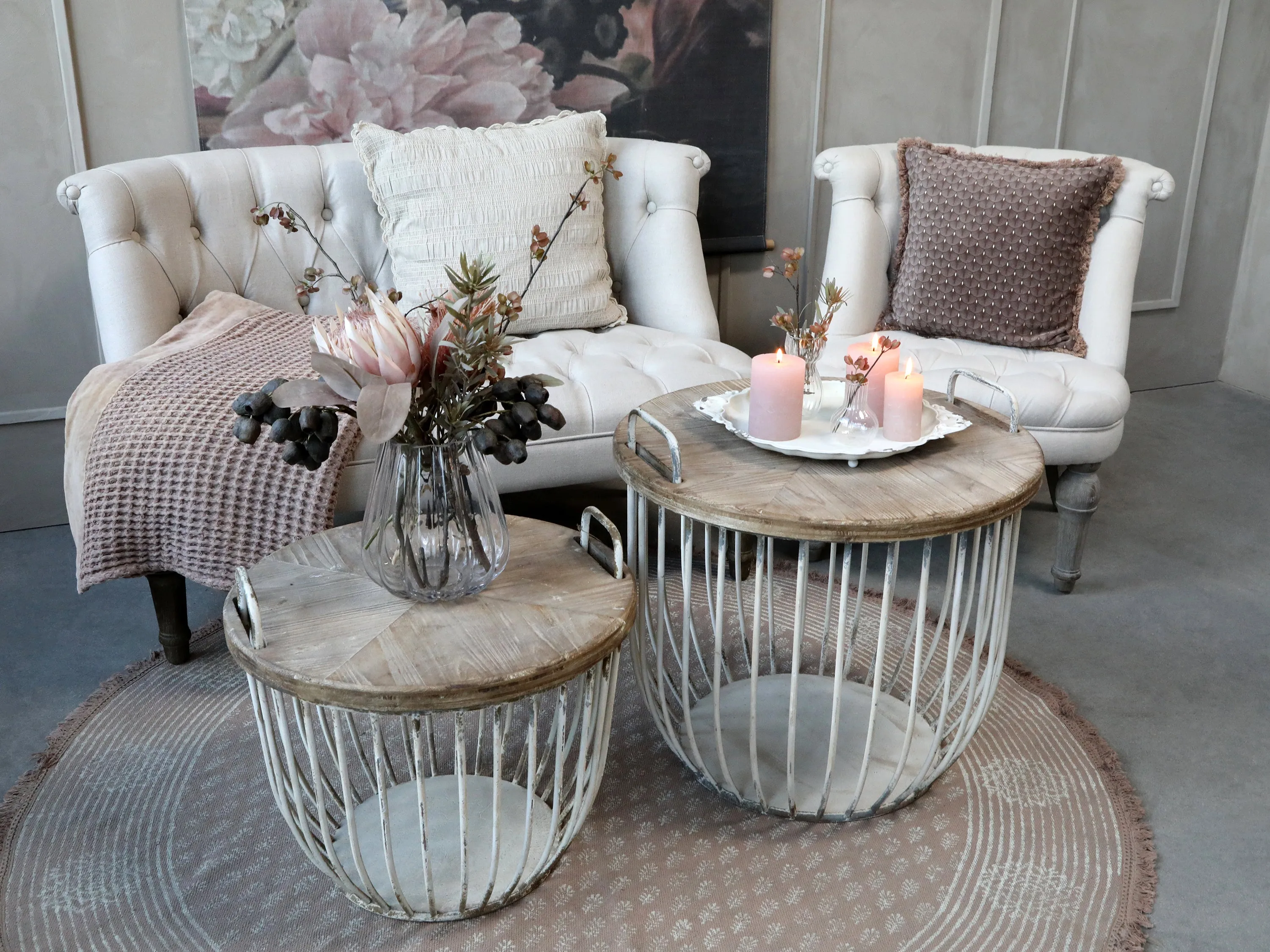 Coffee Table with Storage Basket - 2 Sizes