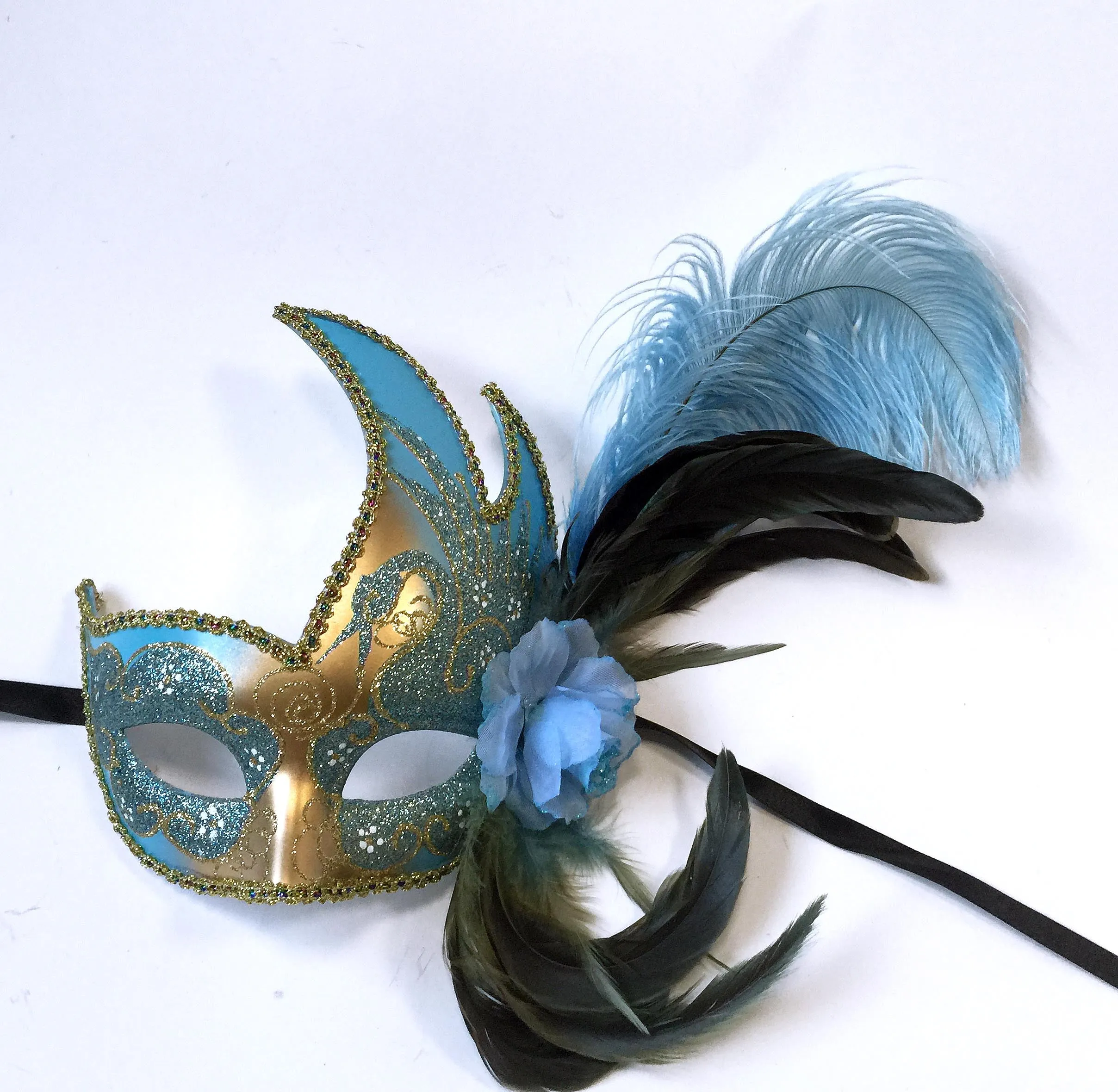 Flame Mask with Flower and Feathers