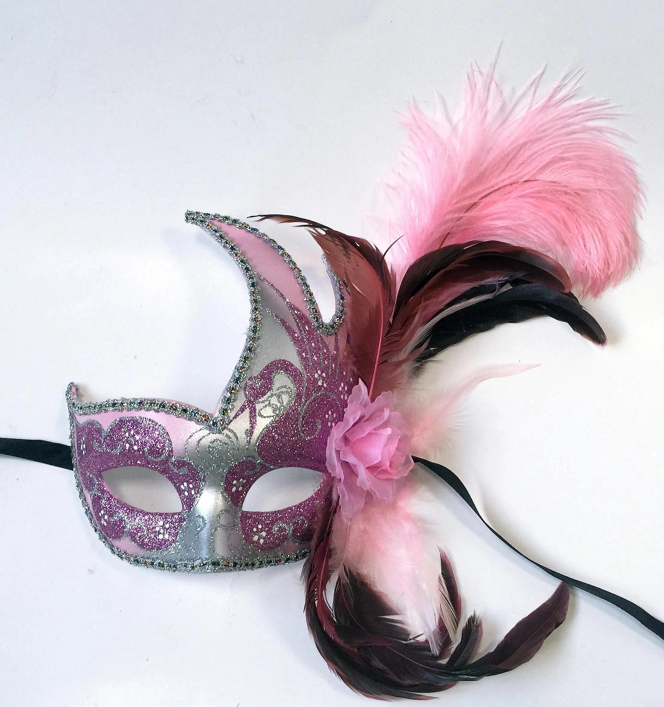 Flame Mask with Flower and Feathers