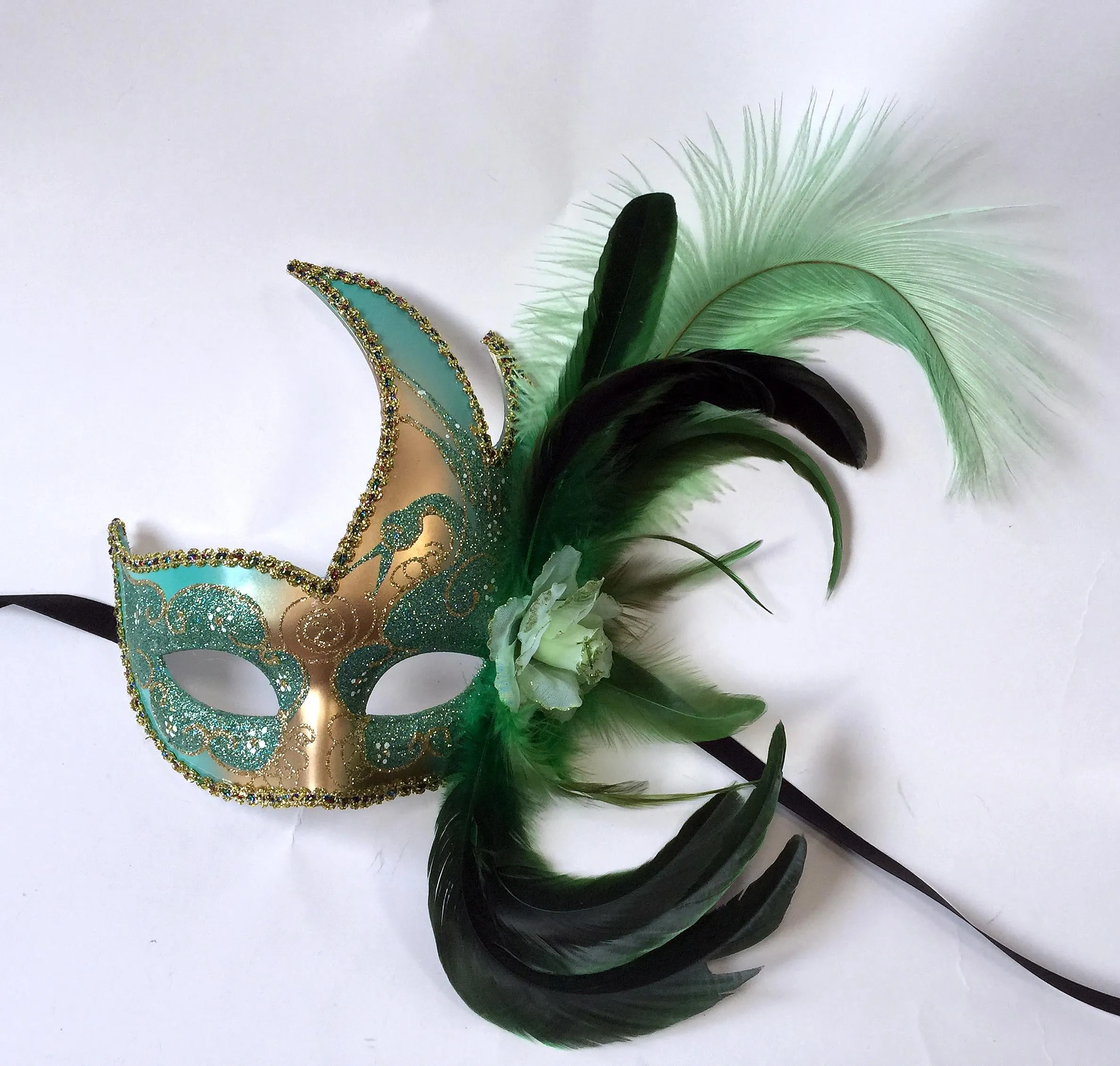Flame Mask with Flower and Feathers