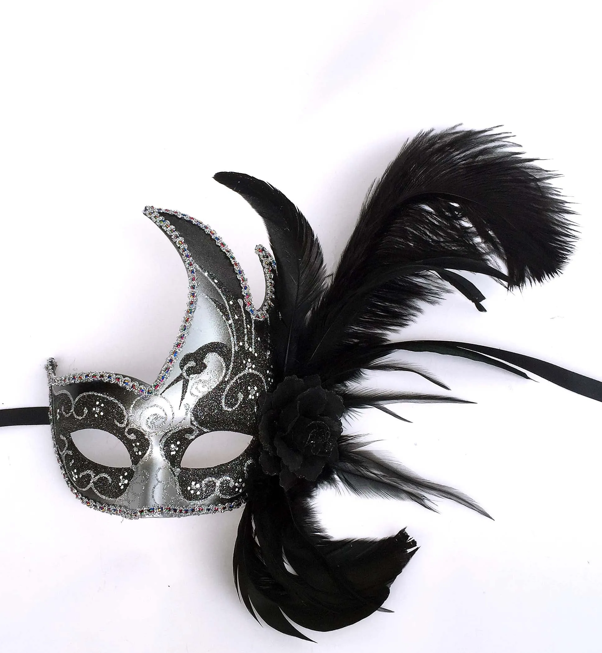 Flame Mask with Flower and Feathers