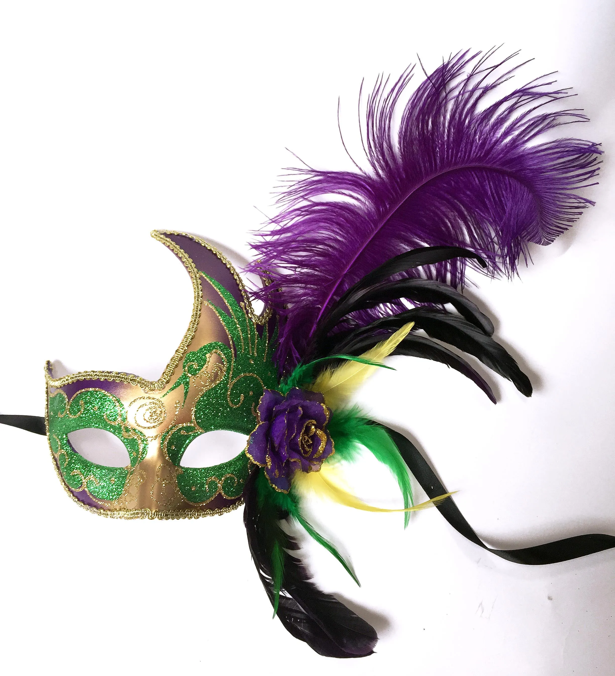 Flame Mask with Flower and Feathers