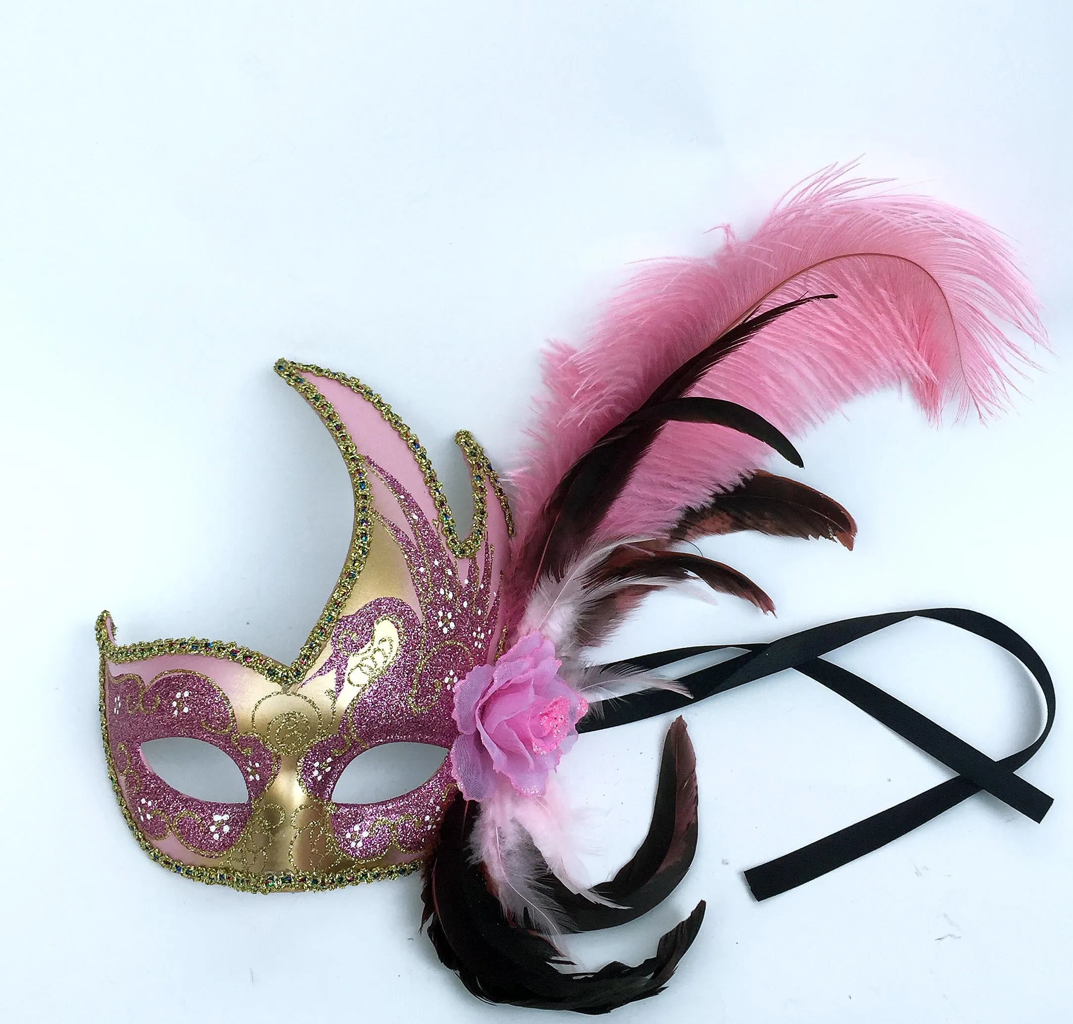 Flame Mask with Flower and Feathers