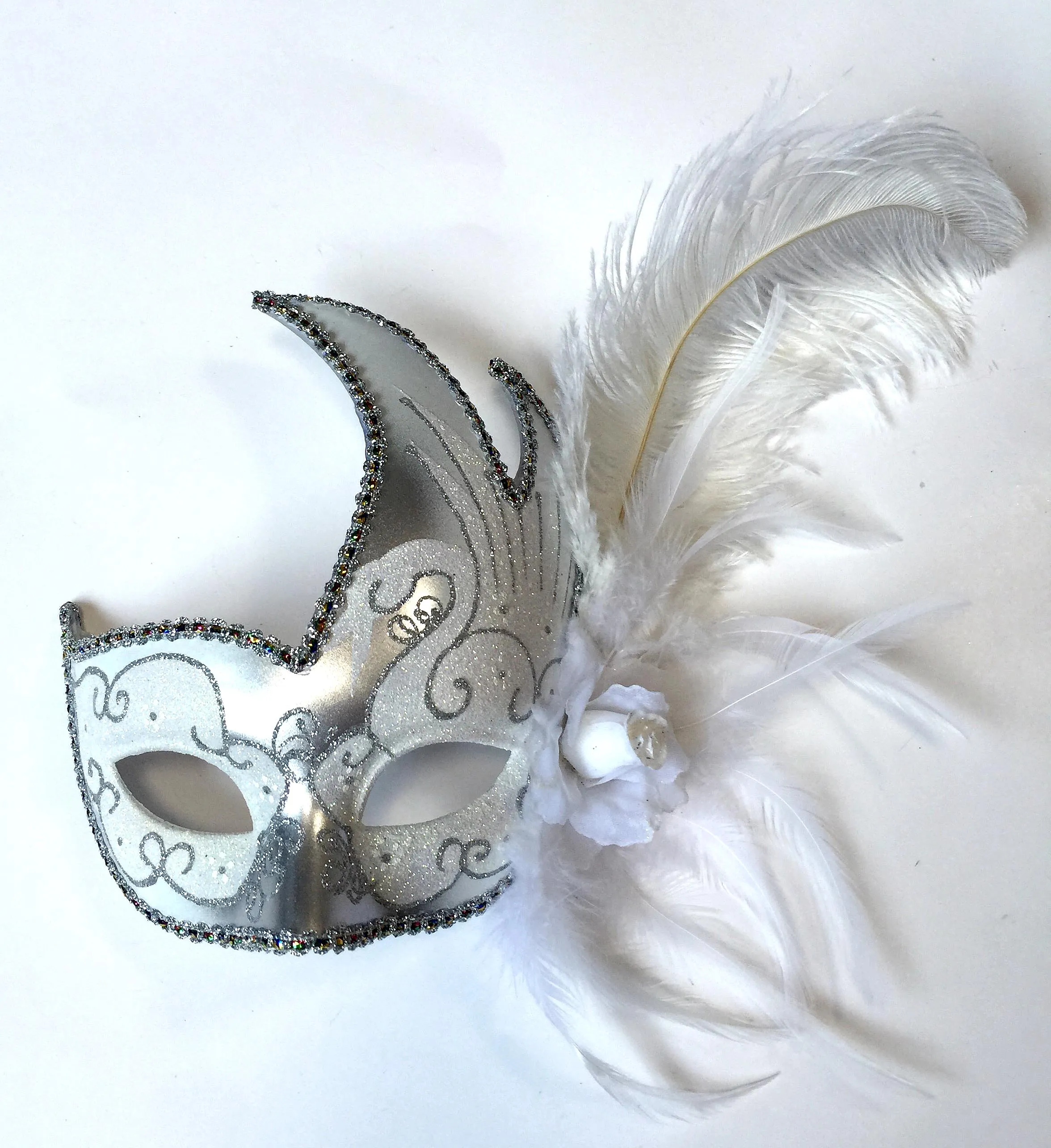 Flame Mask with Flower and Feathers