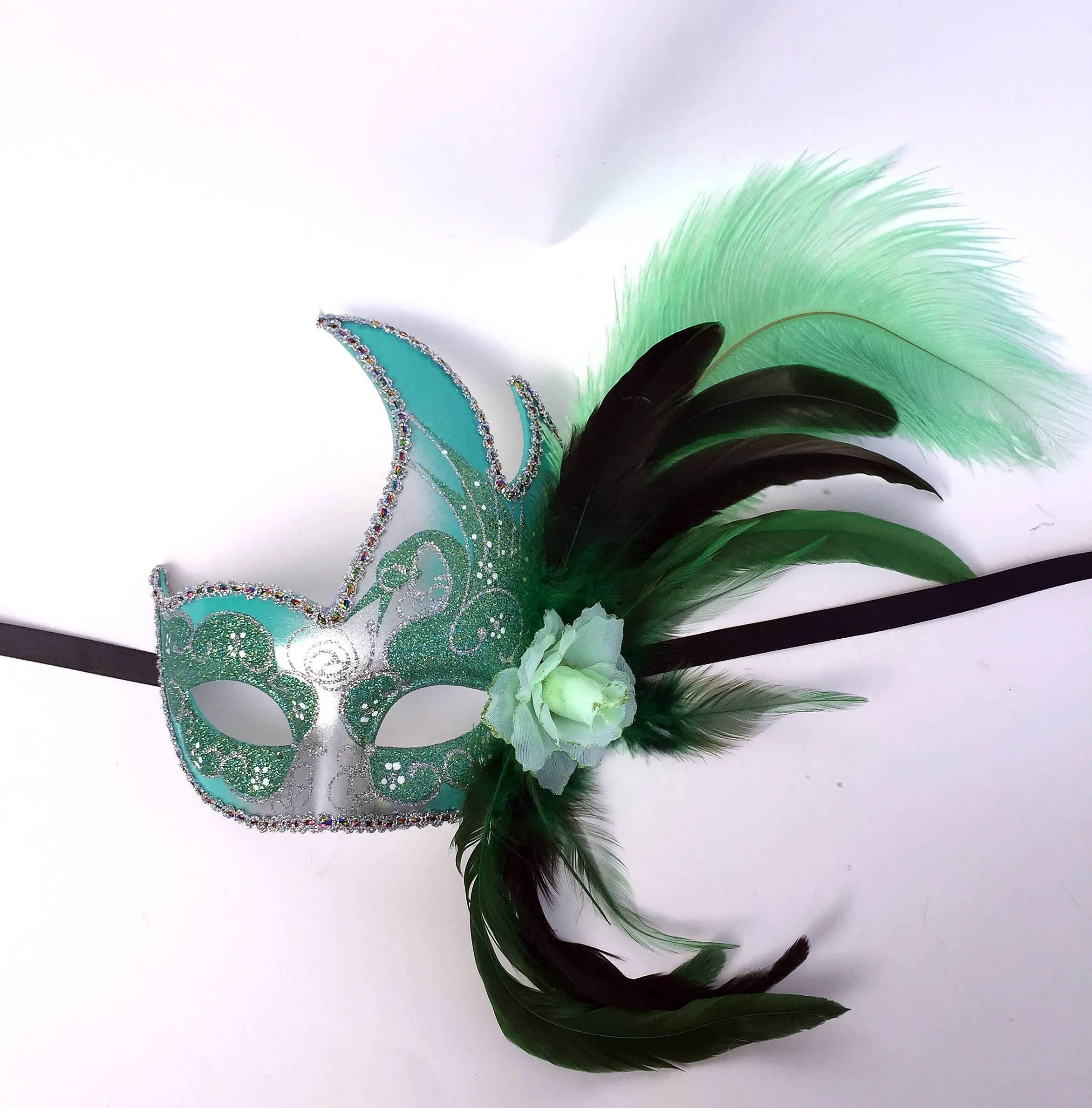 Flame Mask with Flower and Feathers