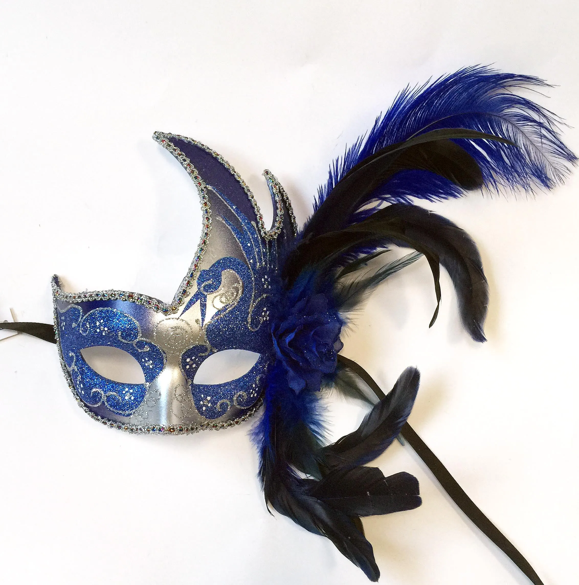 Flame Mask with Flower and Feathers