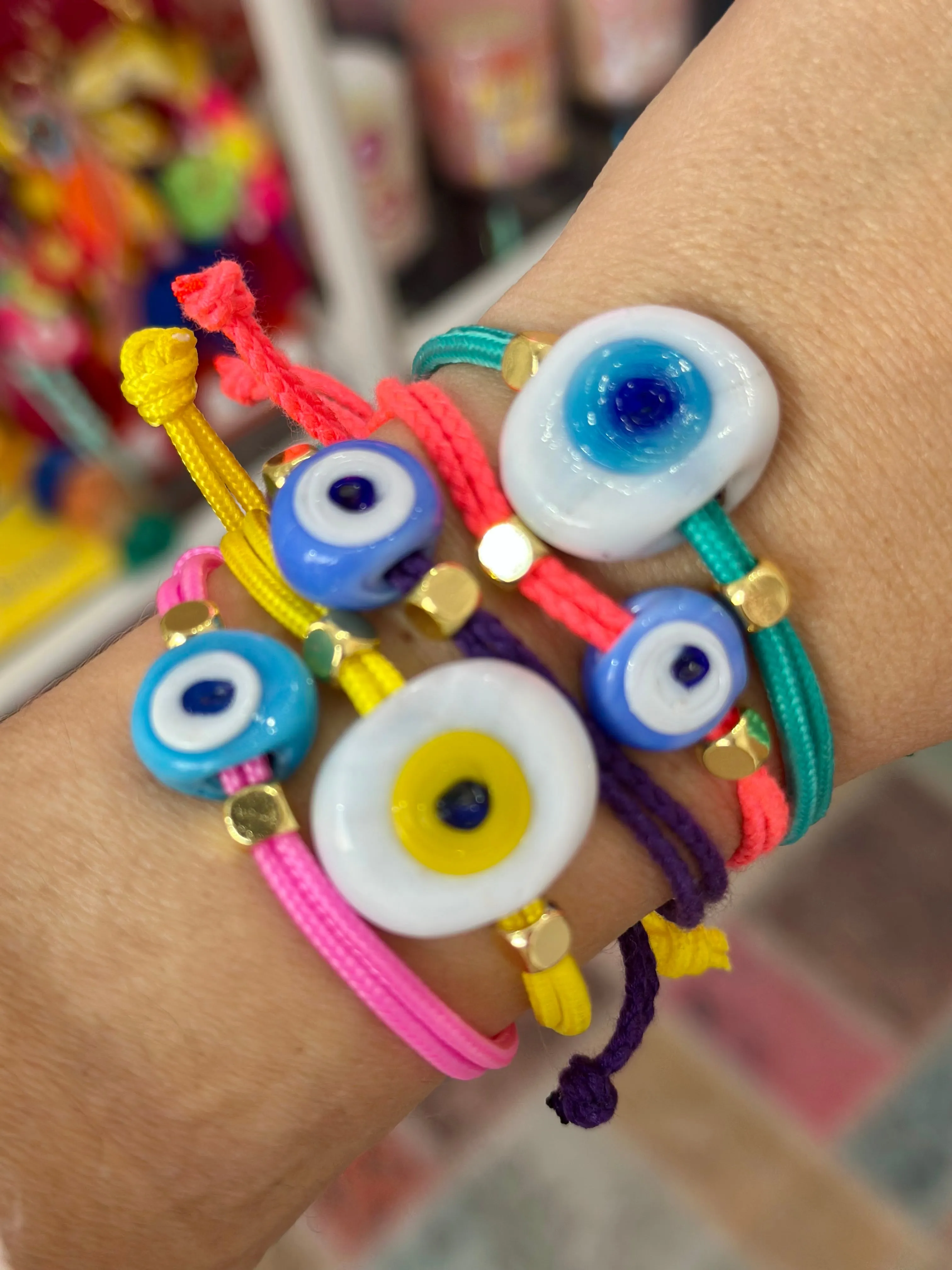Greek eye bracelet beige orange small