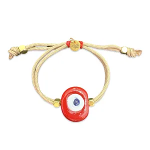 Greek eye bracelet beige red big