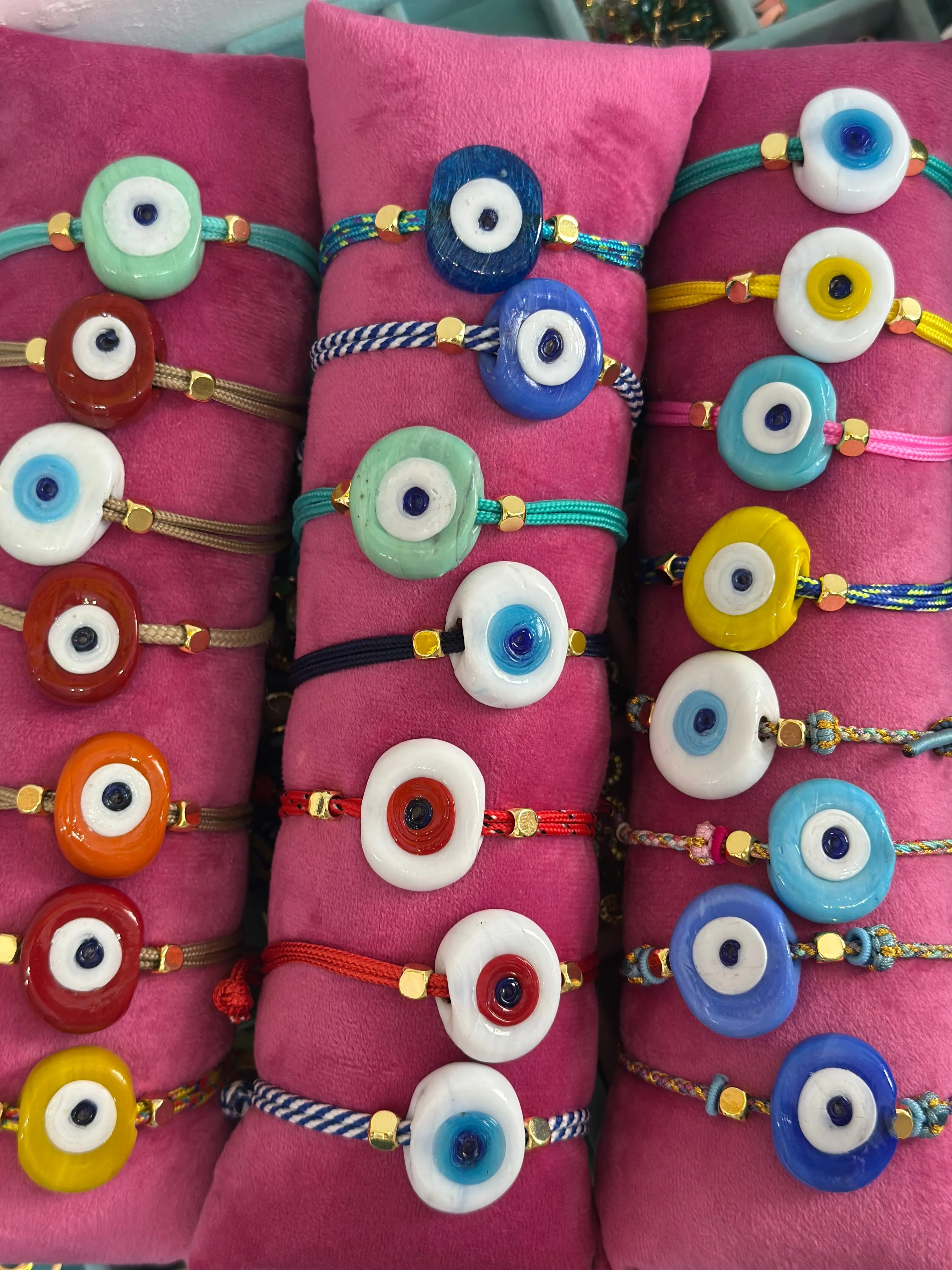 Greek eye bracelet beige red big