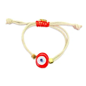Greek eye bracelet beige red small