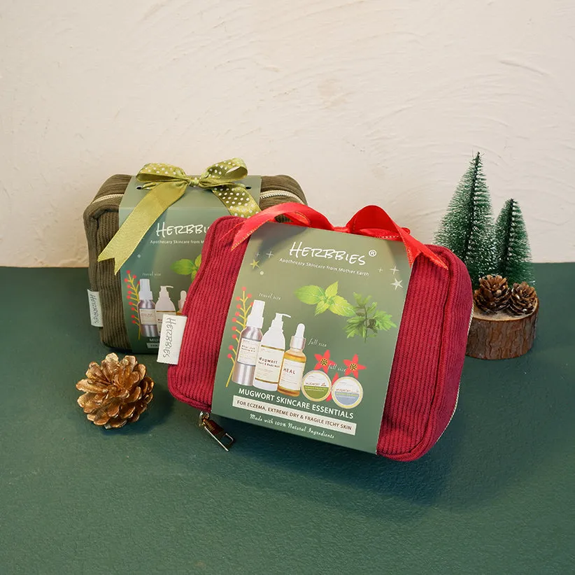 Herbbies Christmas Travel Pouch Eczema Gift Set (Red)
