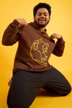 Men's Cat Snuggle Brown Hoodie