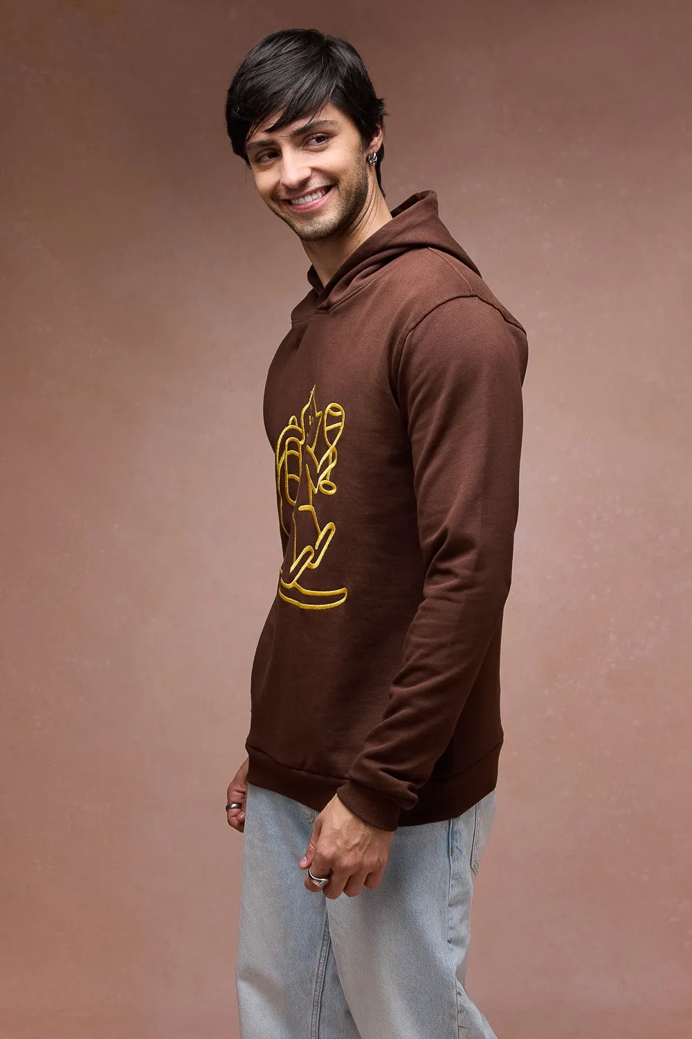 Men's Cat Snuggle Brown Hoodie
