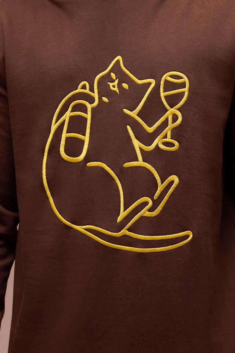 Men's Cat Snuggle Brown Hoodie