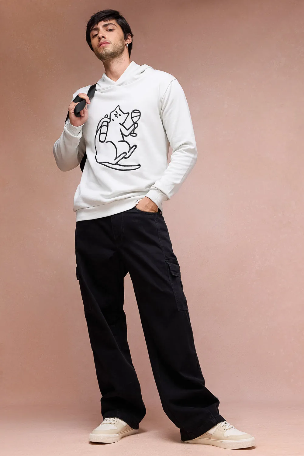 Men's Cat Snuggle Grey Hoodie