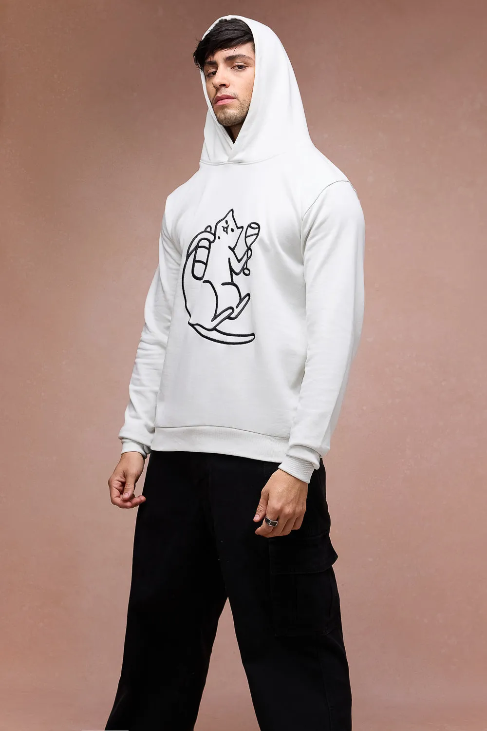 Men's Cat Snuggle Grey Hoodie