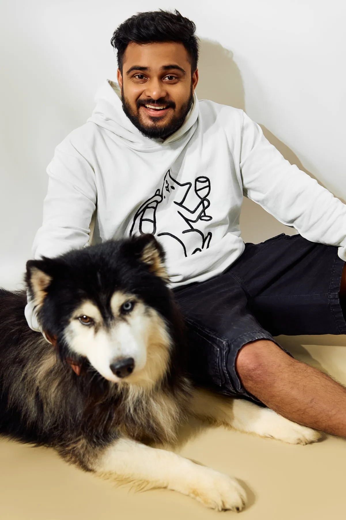 Men's Cat Snuggle Grey Hoodie
