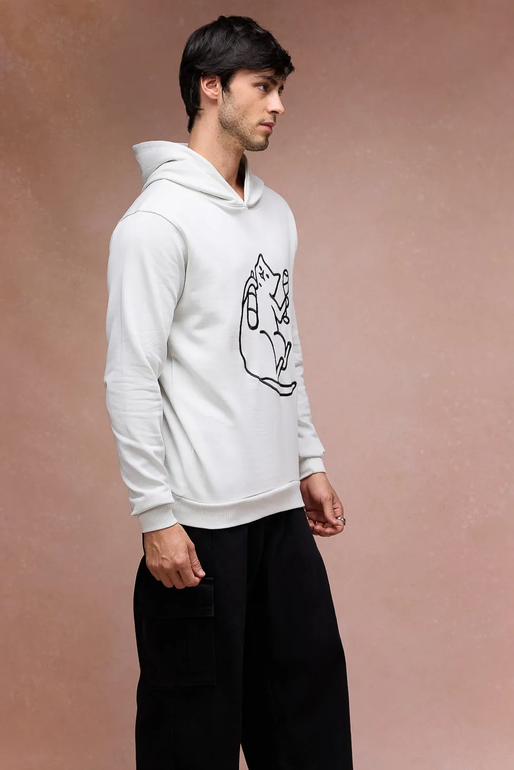 Men's Cat Snuggle Grey Hoodie