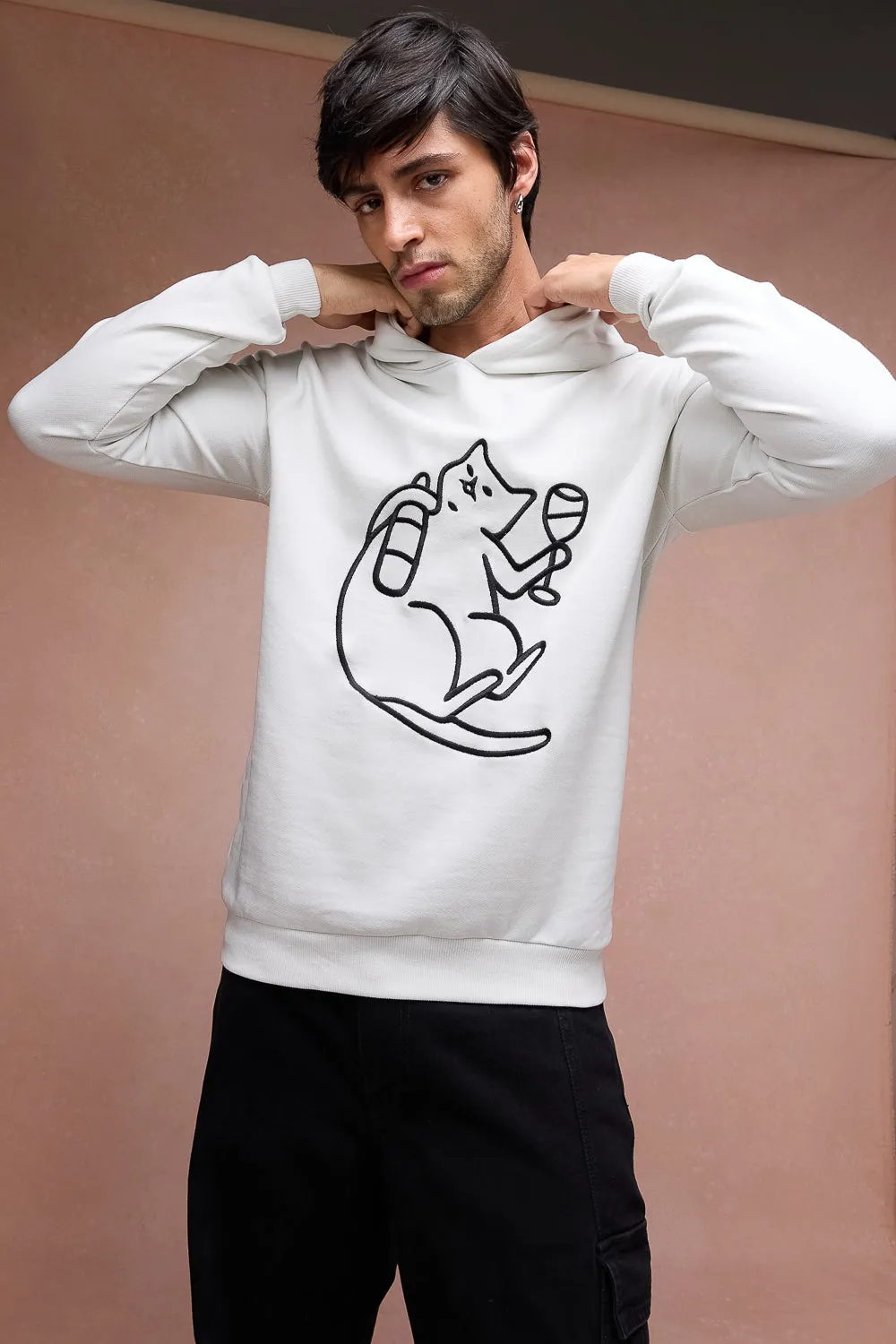 Men's Cat Snuggle Grey Hoodie