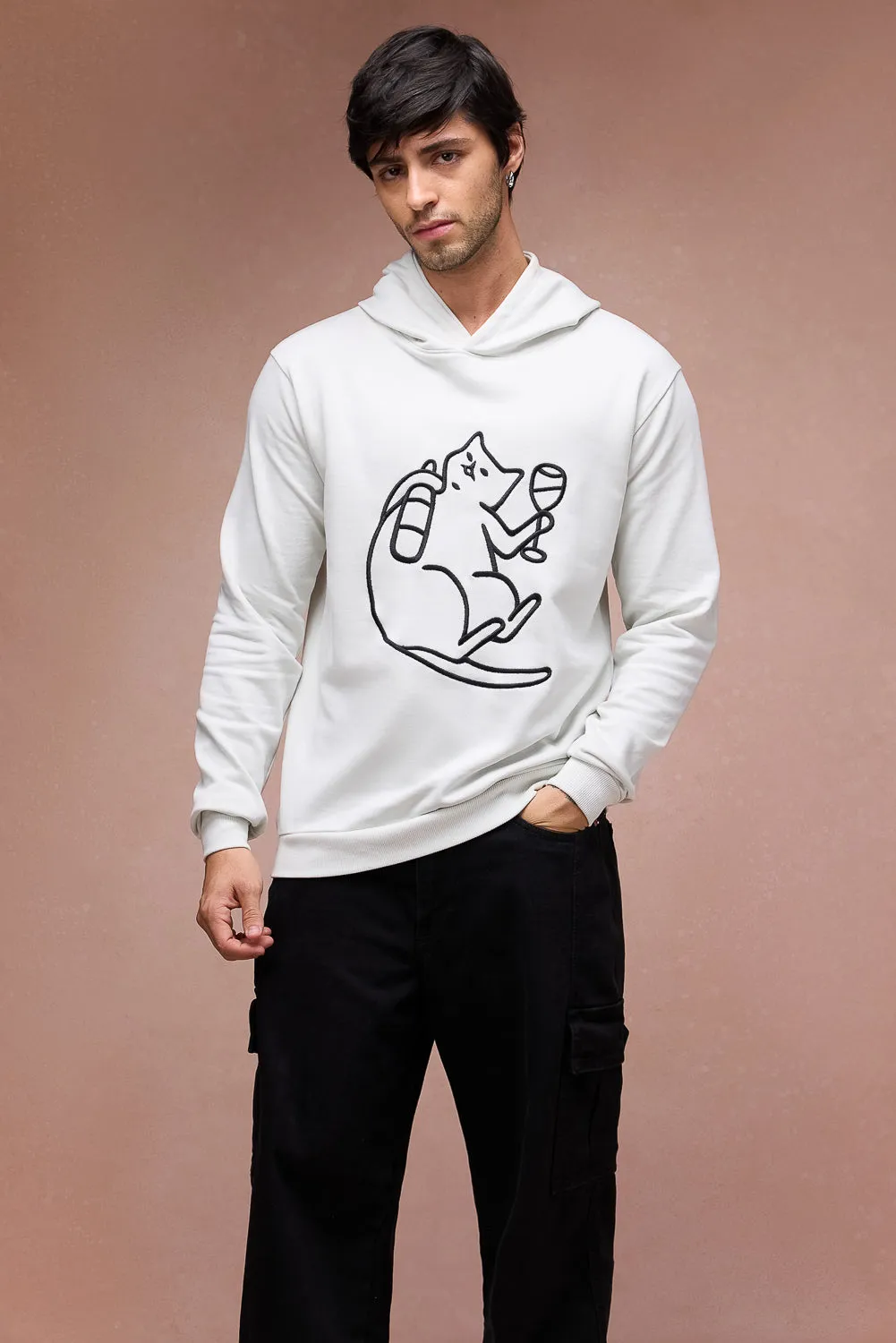 Men's Cat Snuggle Grey Hoodie