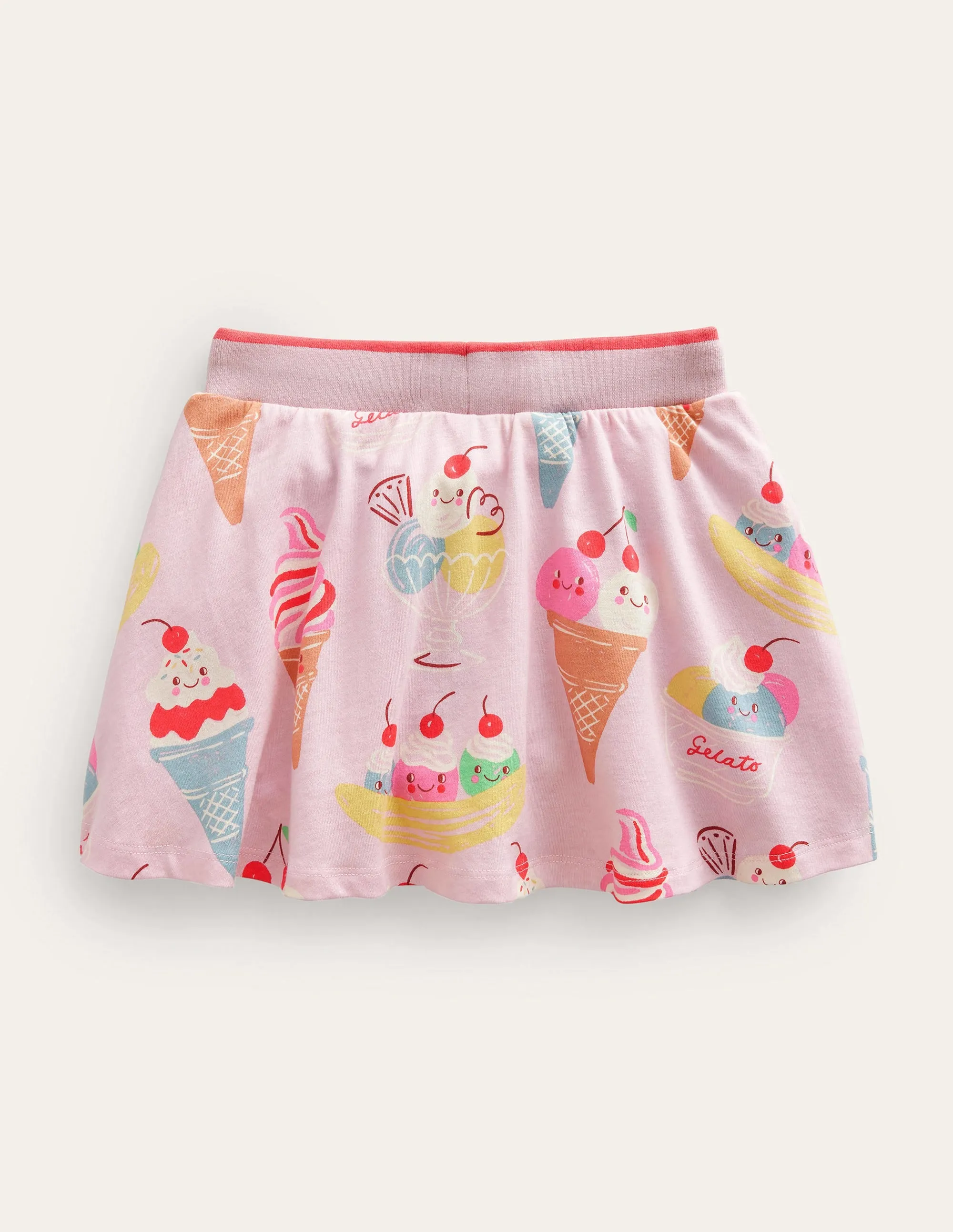 Printed Jersey Skort-Pink Ice Creams