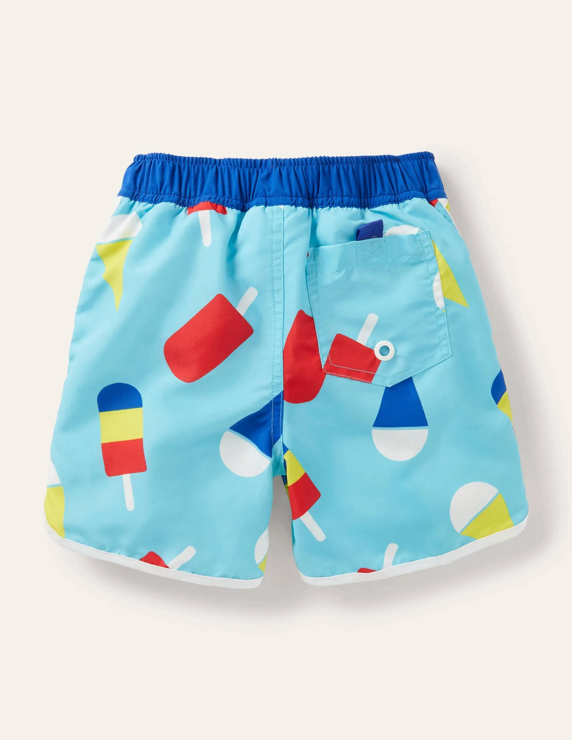 Printed Surf Shorts-Aqua Blue Geo Lolly