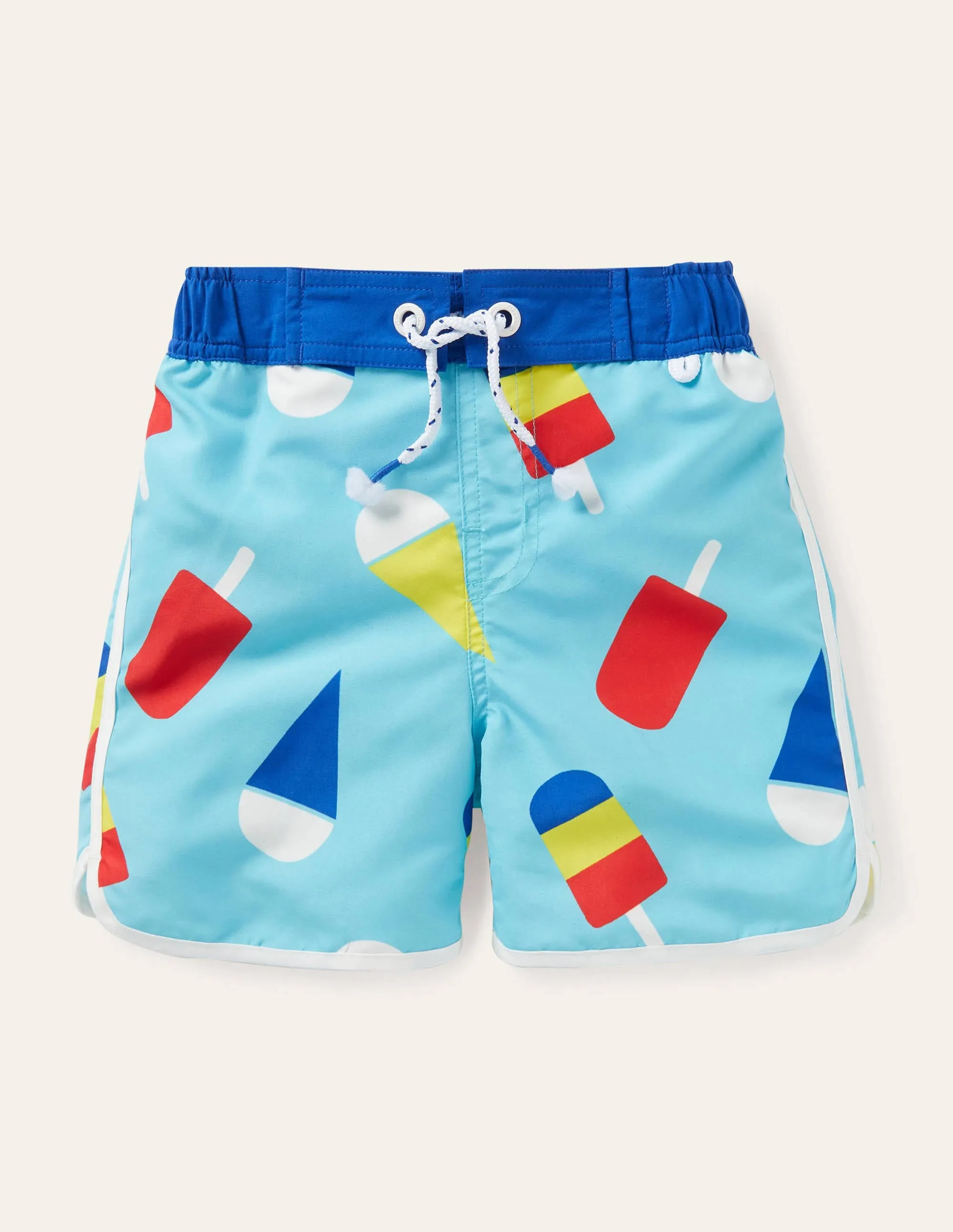 Printed Surf Shorts-Aqua Blue Geo Lolly