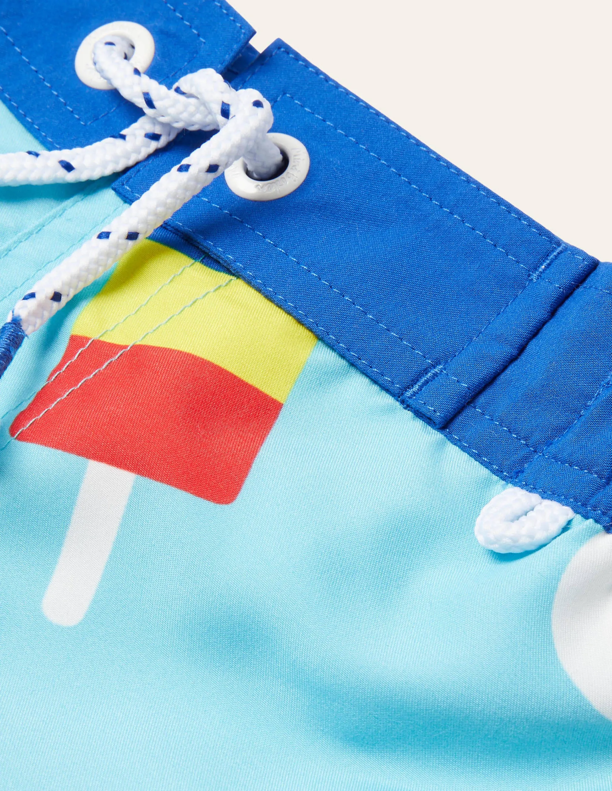 Printed Surf Shorts-Aqua Blue Geo Lolly