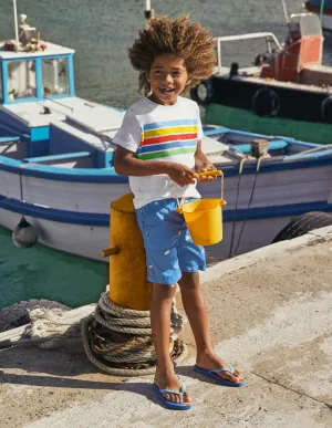 Pull-on Drawstring Shorts-Elizabethan Blue Ice Creams