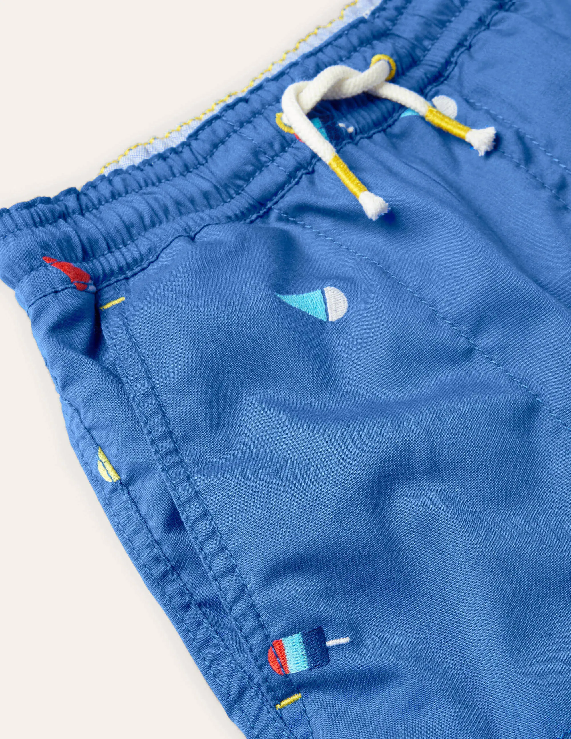Pull-on Drawstring Shorts-Elizabethan Blue Ice Creams