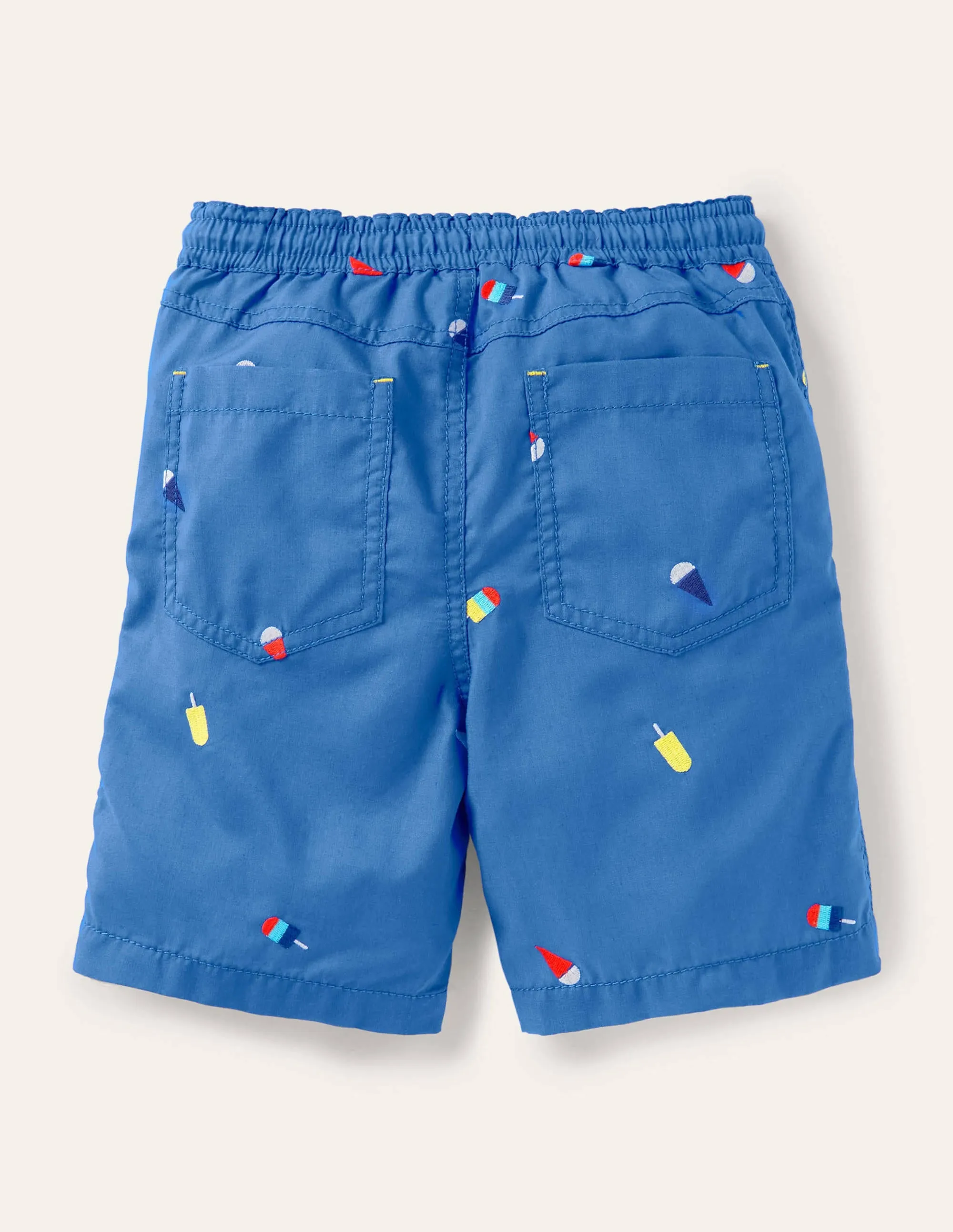 Pull-on Drawstring Shorts-Elizabethan Blue Ice Creams