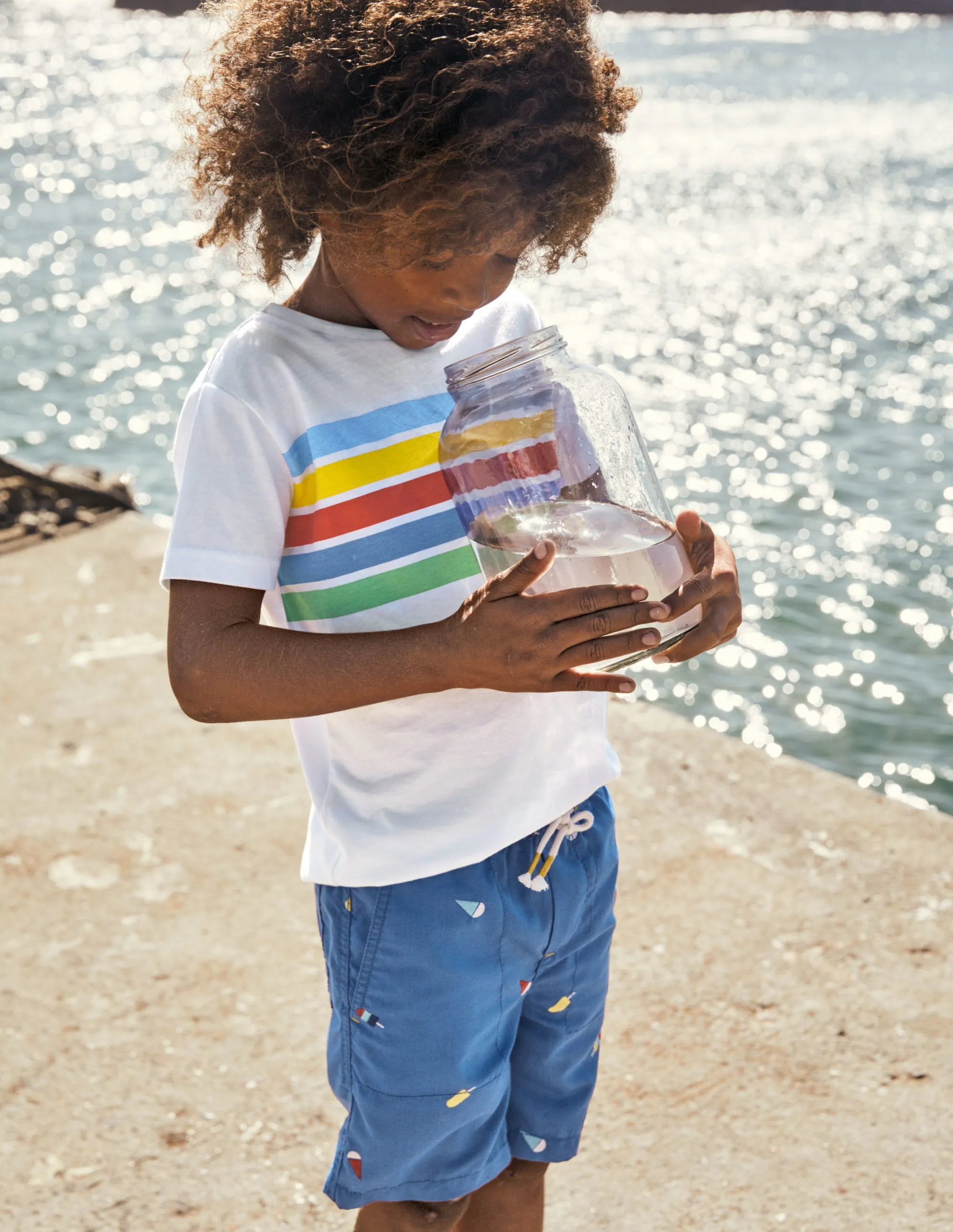Pull-on Drawstring Shorts-Elizabethan Blue Ice Creams