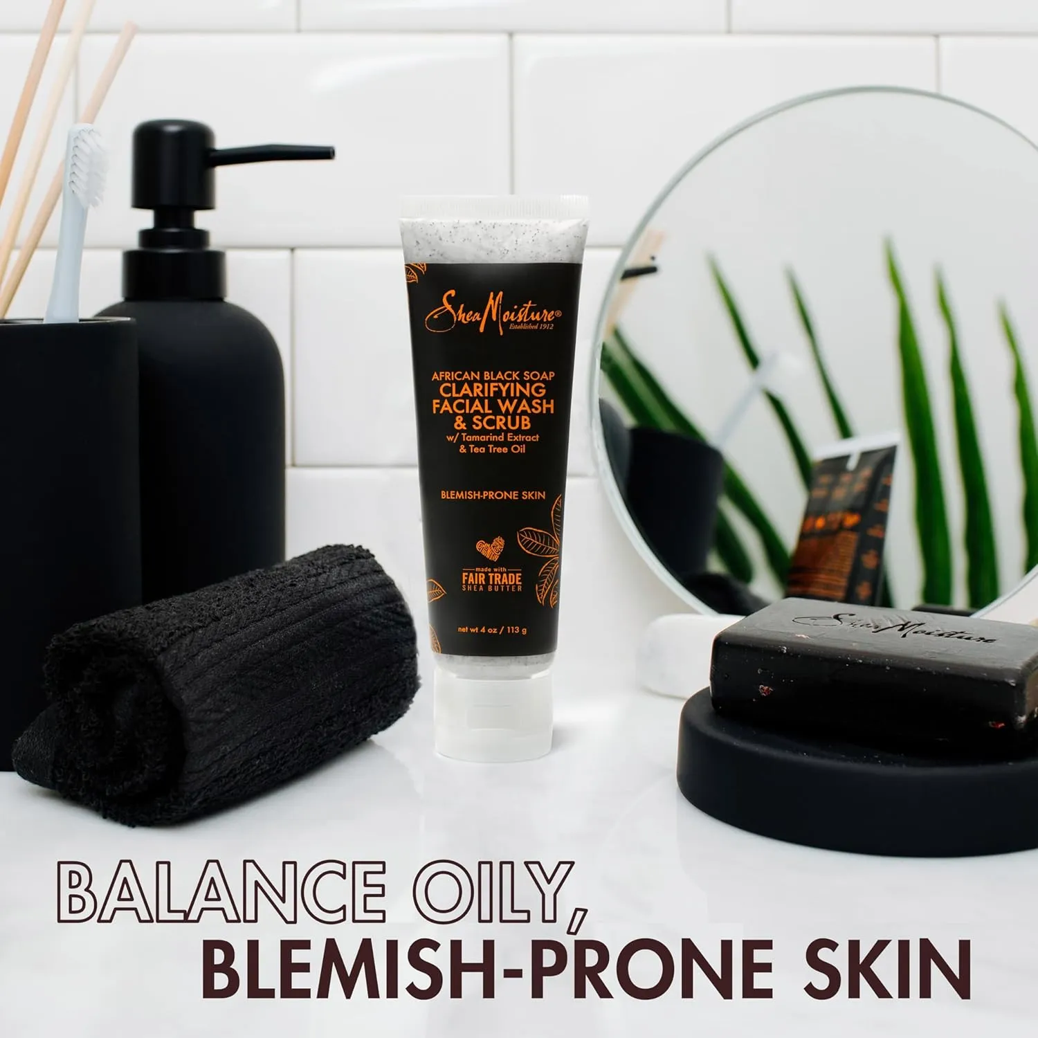 Shea Moisture African Black Soap Clarifying Facial Wash And Scrub 113g
