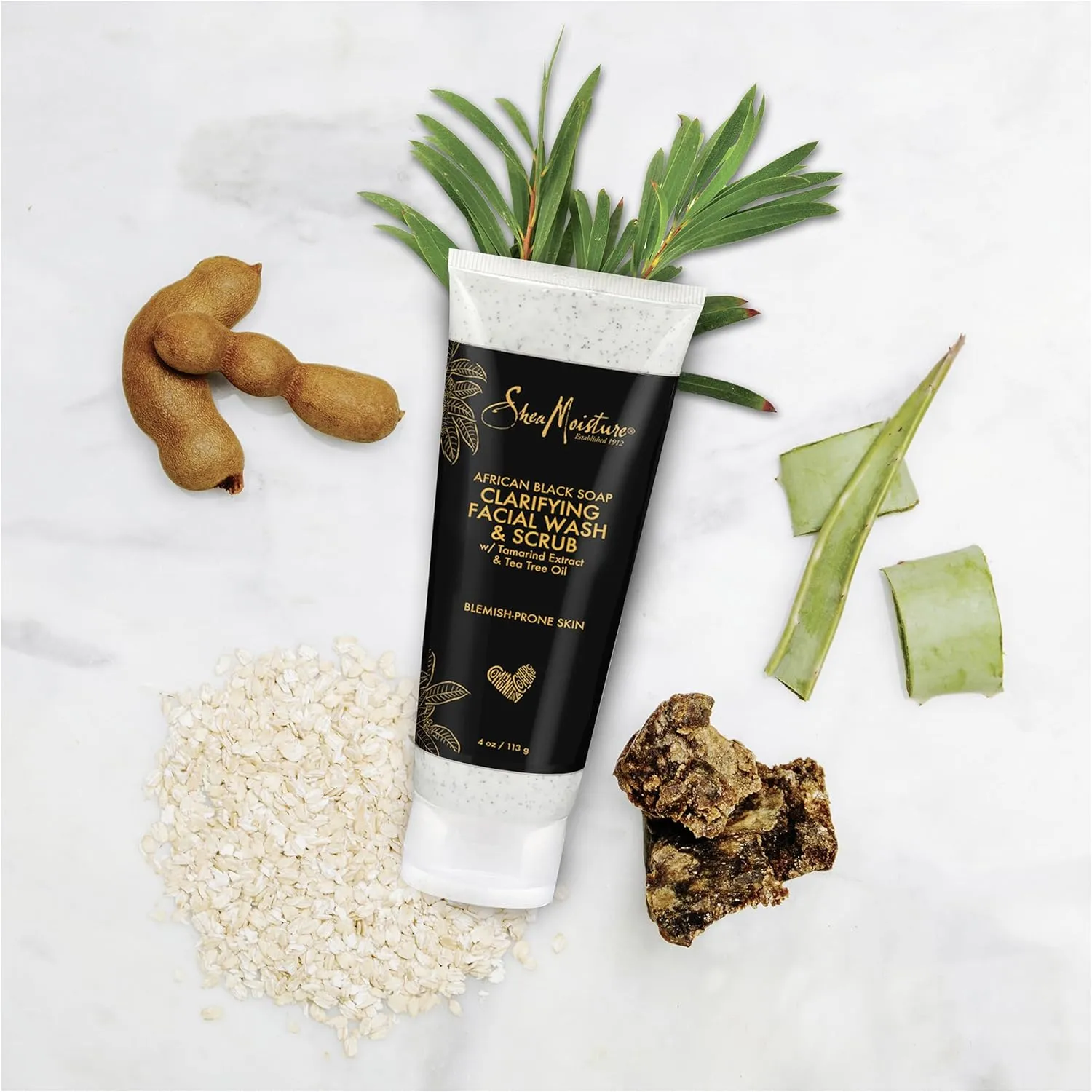 Shea Moisture African Black Soap Clarifying Facial Wash And Scrub 113g