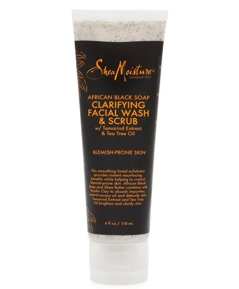Shea Moisture African Black Soap Clarifying Facial Wash And Scrub 113g
