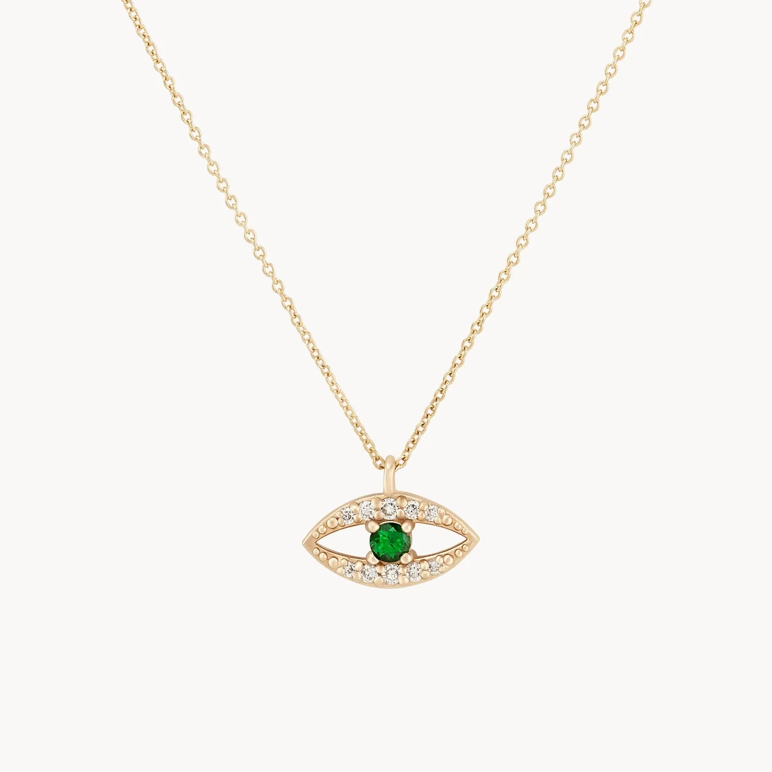 tsavorite mystical evil eye pendant - 14k yellow gold, tsavorite garnet
