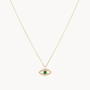 tsavorite mystical evil eye pendant - 14k yellow gold, tsavorite garnet