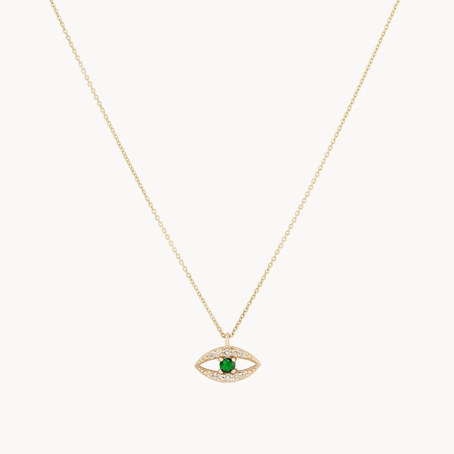 tsavorite mystical evil eye pendant - 14k yellow gold, tsavorite garnet
