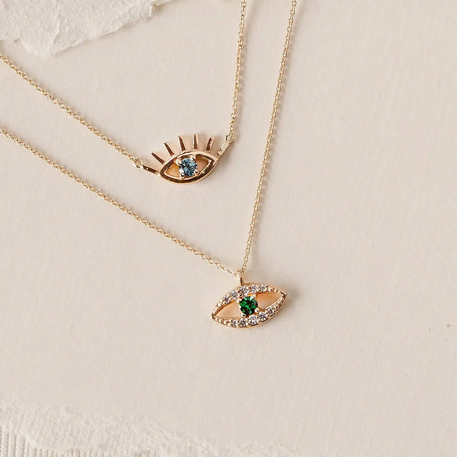 tsavorite mystical evil eye pendant - 14k yellow gold, tsavorite garnet