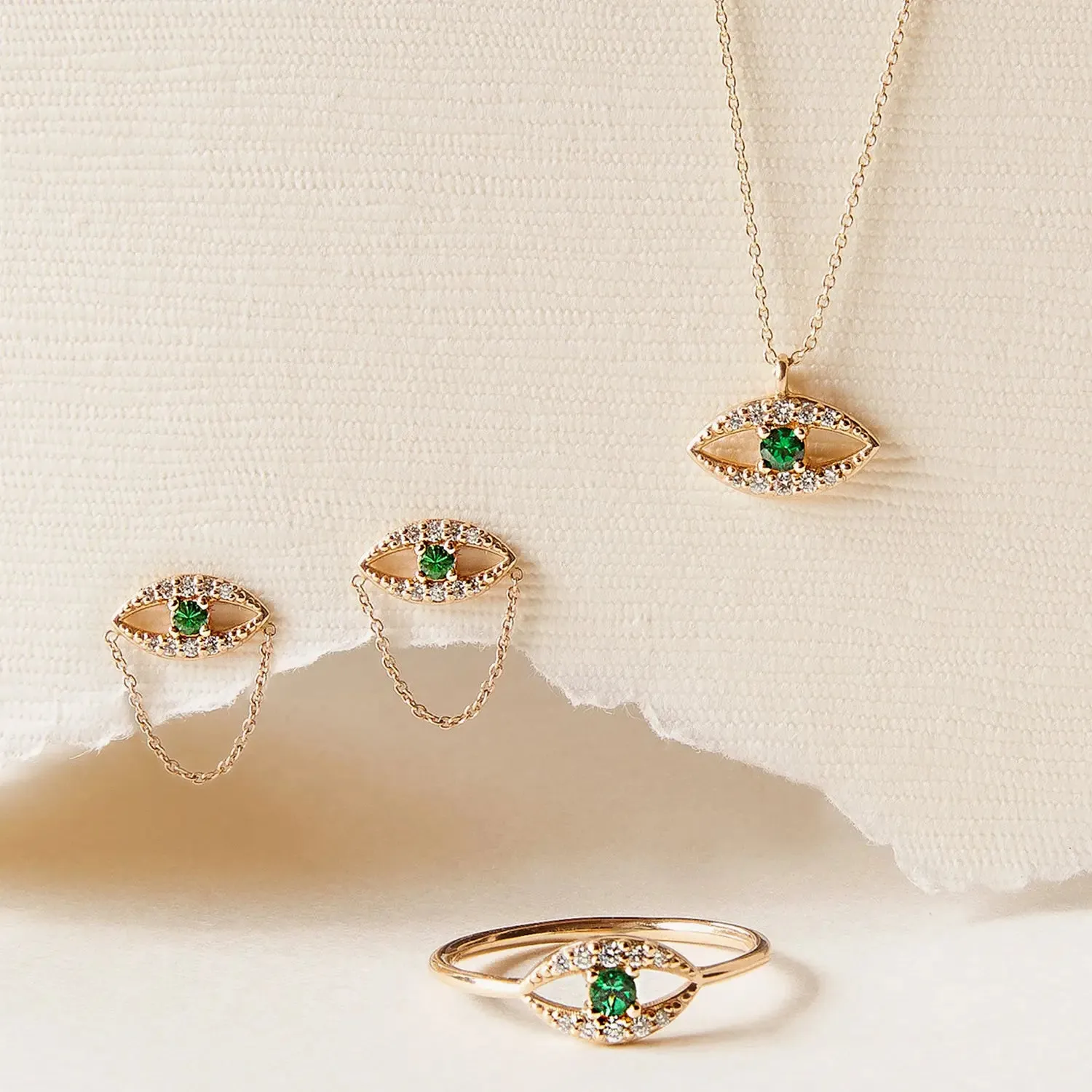 tsavorite mystical evil eye pendant - 14k yellow gold, tsavorite garnet