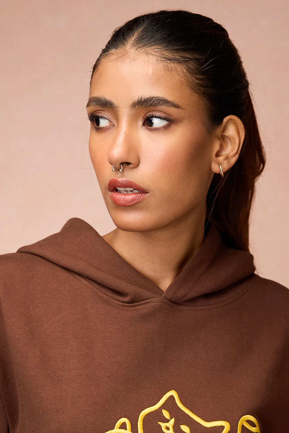 Women's Cat Snuggle Brown Hoodie