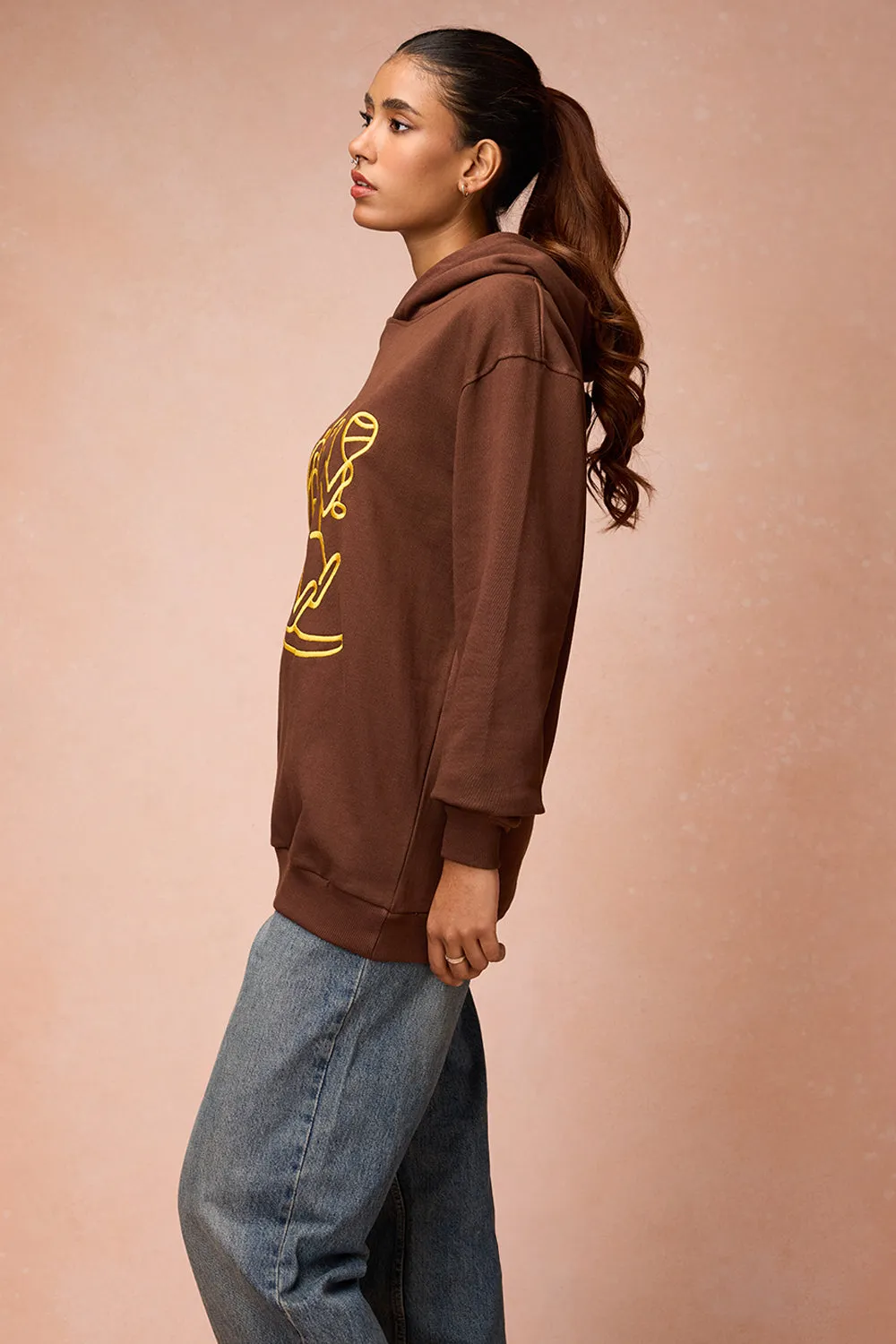 Women's Cat Snuggle Brown Hoodie