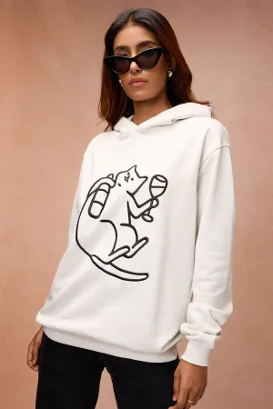 Women's Cat Snuggle Grey Hoodie
